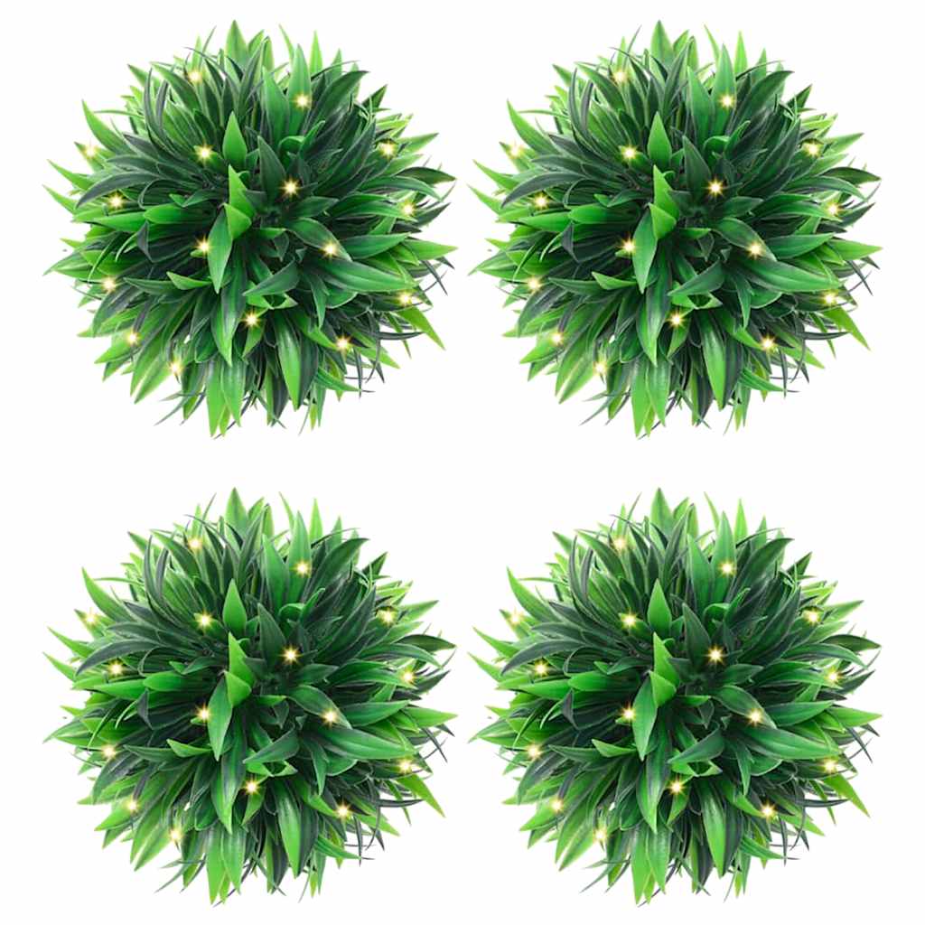 vidaXL Artificial Boxwood Balls with LED Lights 4 pcs 15 cm Green
