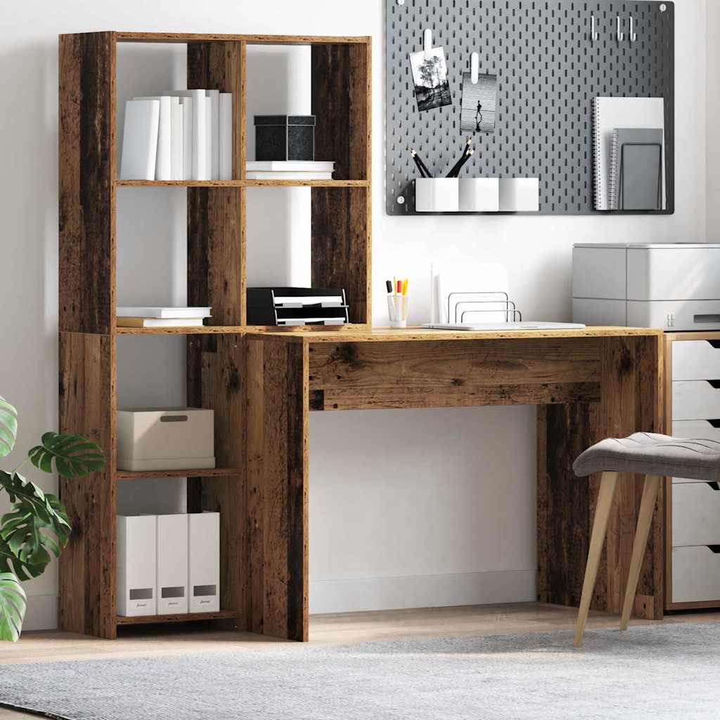 vidaXL Bureau met plank Wit 138,5 x 55 x 143 cm Bewerkt hout