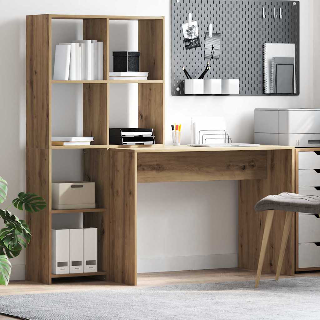vidaXL Bureau met plank Wit 138,5 x 55 x 143 cm Bewerkt hout