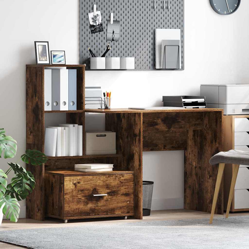 vidaXL Bureau met lade Wit 131,5 x 50 x 106,5 cm Bewerkt hout