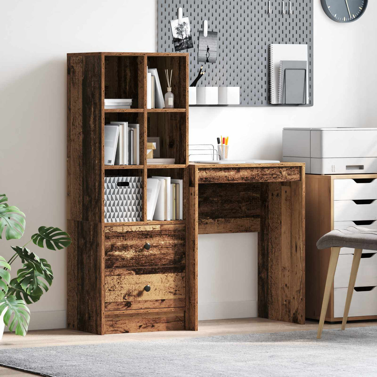 vidaXL Bureau met lade 2 pcs Wit