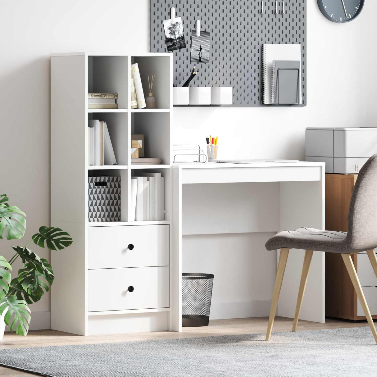 vidaXL Bureau met lade 2 pcs Wit