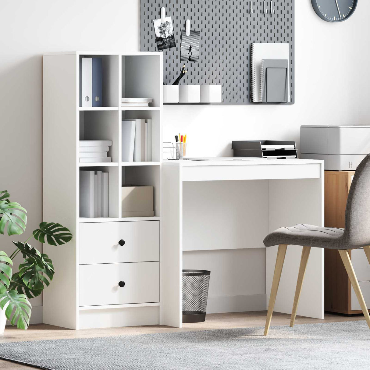 vidaXL Bureau met lade 2 pcs Wit
