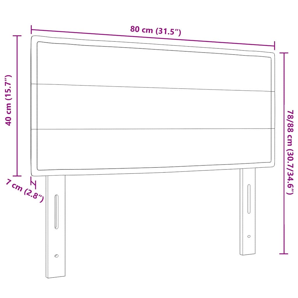 vidaXL LED Hoofdbord met LED -striplichten Lichtgrijs 80 cm Polyester