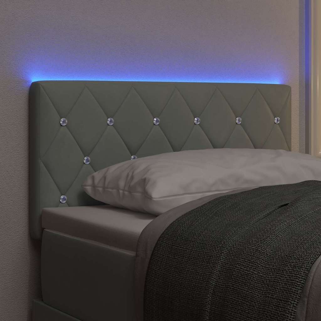 vidaXL LED Headboard with LED Strip Lights Light Grey 80 cm Polyester