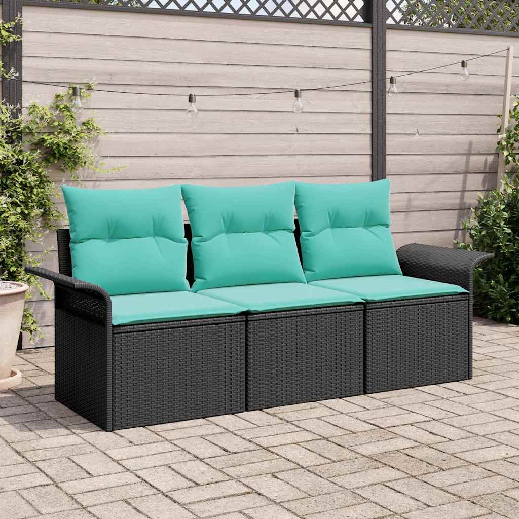 vidaXL Bankstel met kussen 3 pcs Bruin en Rood poly rattan