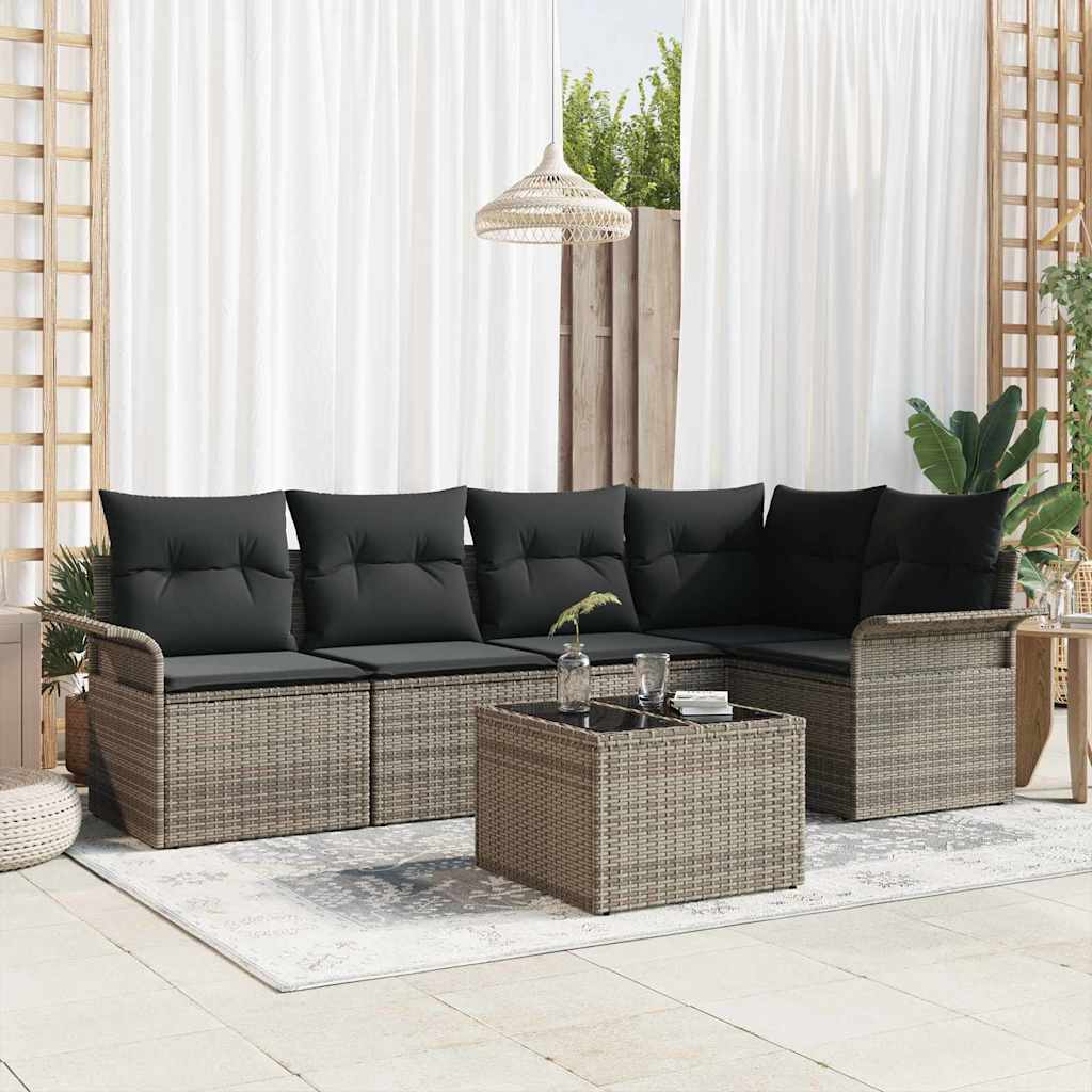 vidaXL Tuinbank Set met kussen 5 pcs Zwart poly rattan