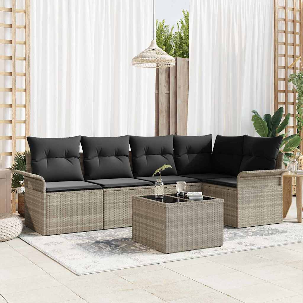 vidaXL Tuinbank Set met kussen 5 pcs Zwart poly rattan