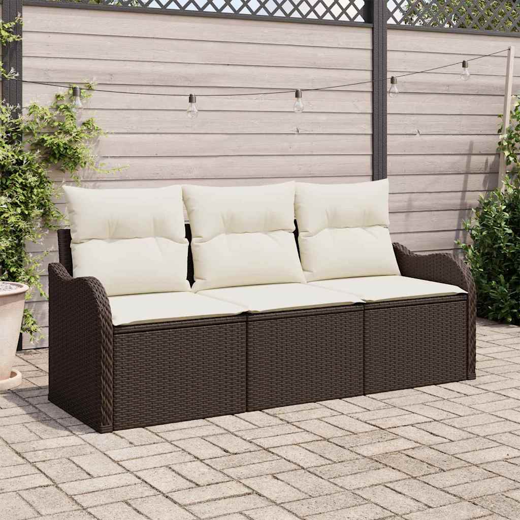 vidaXL Tuinbank Set met kussen 3 pcs Zwart poly rattan