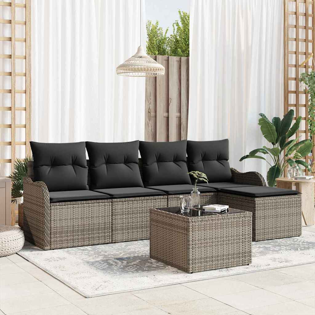 vidaXL Tuinbank Set Zwart poly rattan