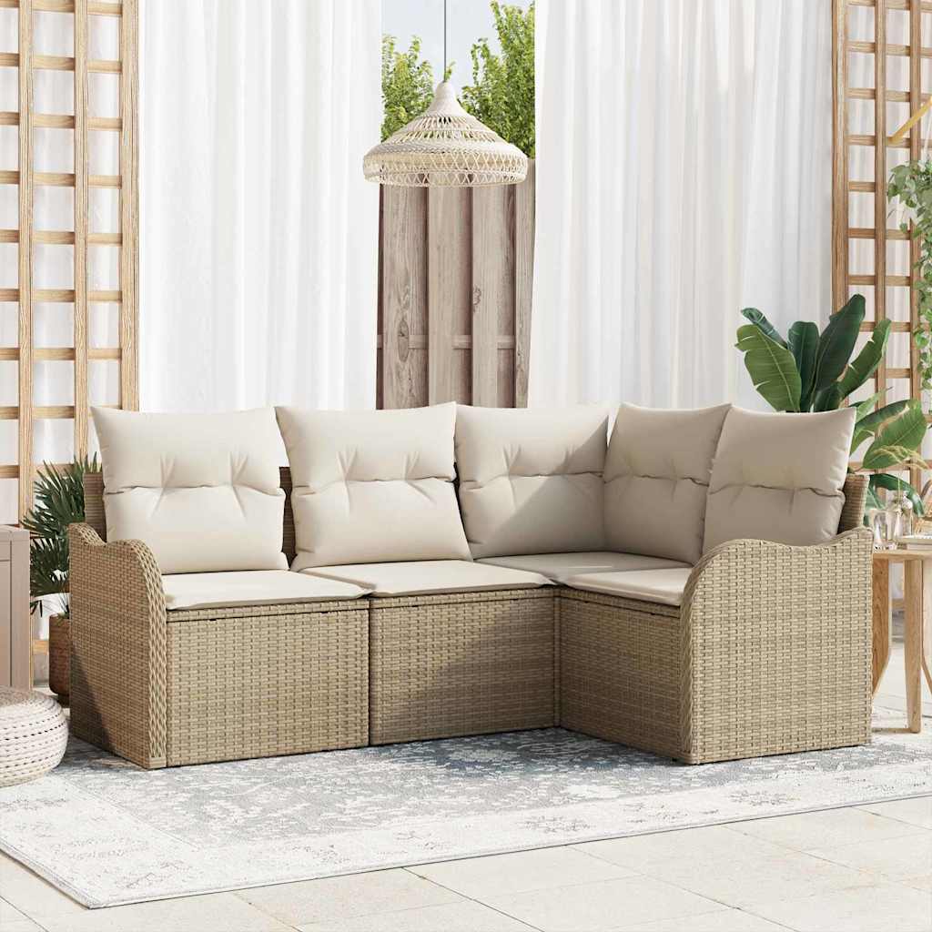 vidaXL Garden Bench Set 4 pcs Black poly rattan