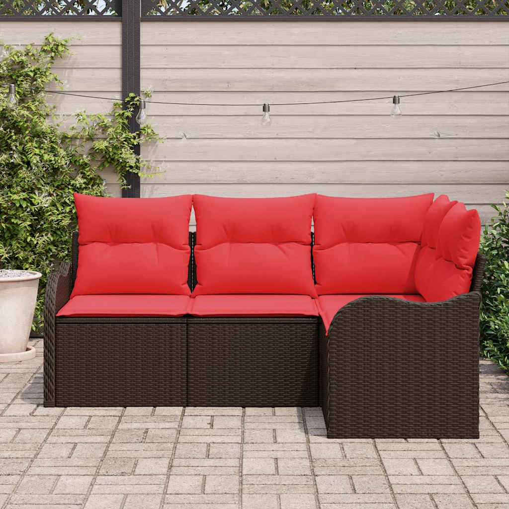 vidaXL Garden Bench Set 4 pcs Brown poly rattan