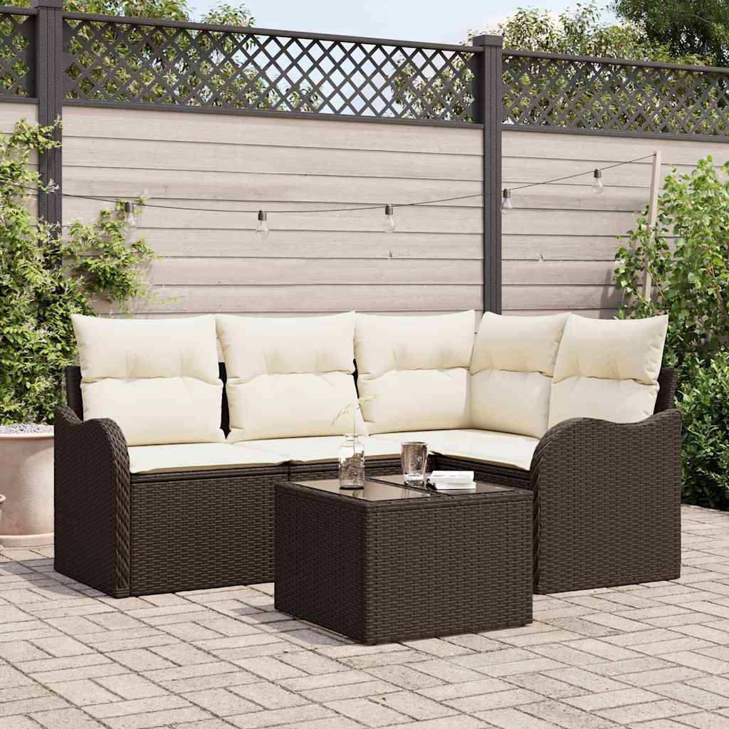 vidaXL Garden Bench Set 4 pcs Black poly rattan