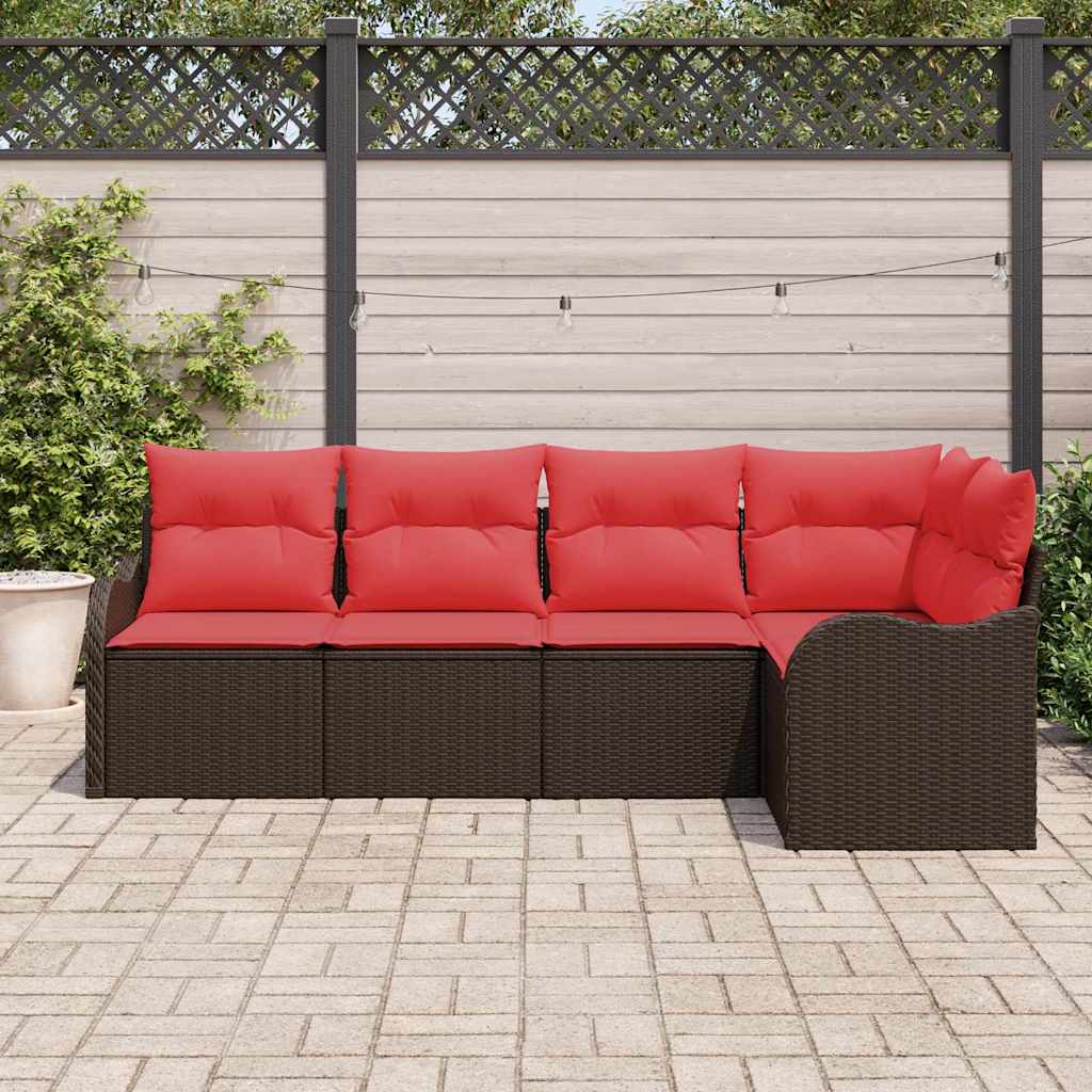 vidaXL Tuinbank Set 5 pcs Bruin poly rattan