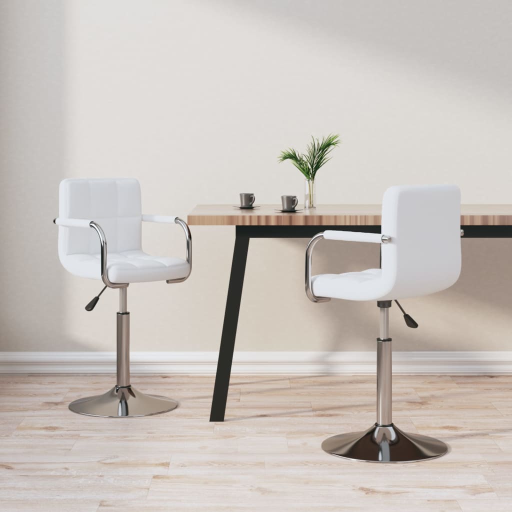 vidaXL Eetkamerstoelen draaibaar 4 st kunstleer wit