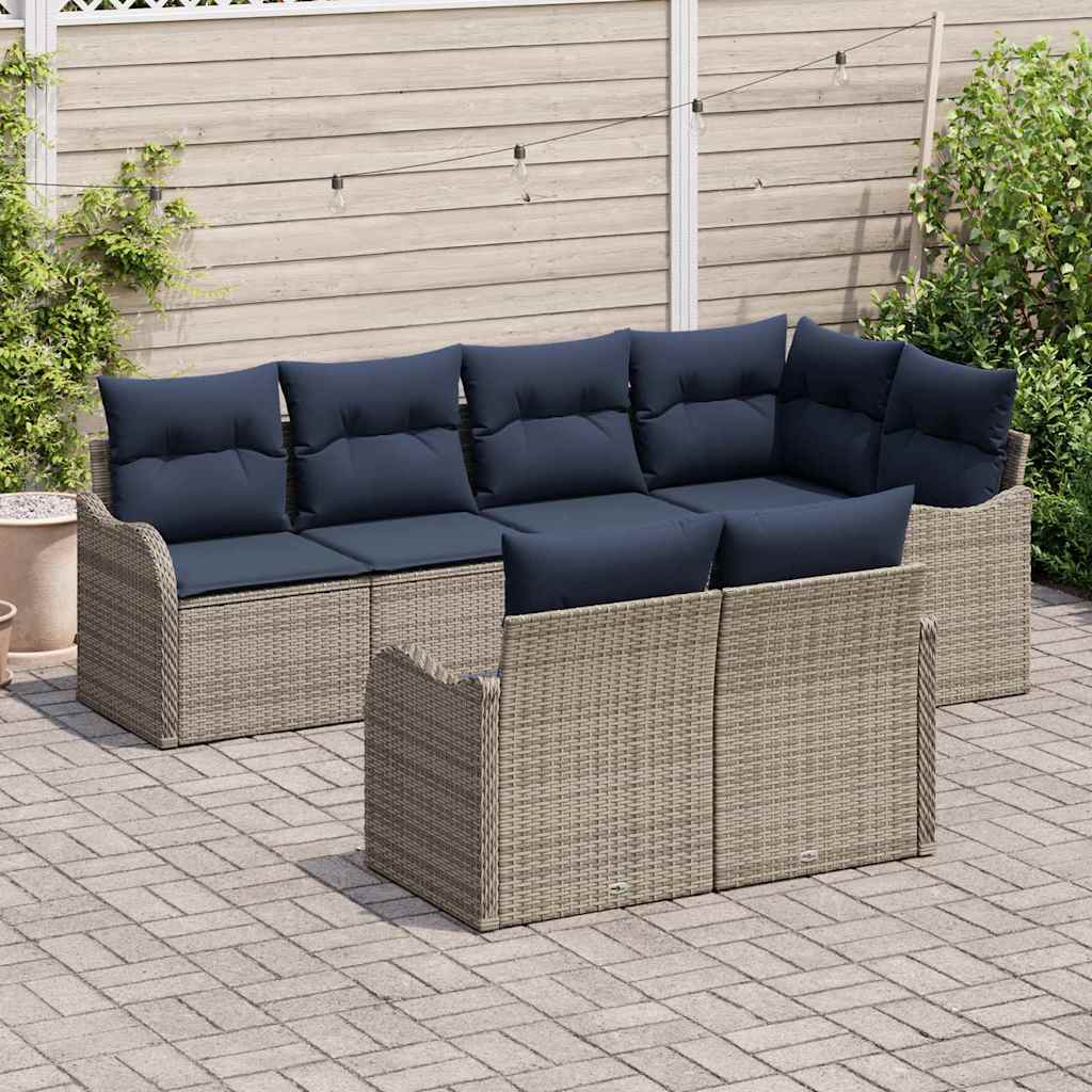 vidaXL Tuinbank Set Grijs poly rattan