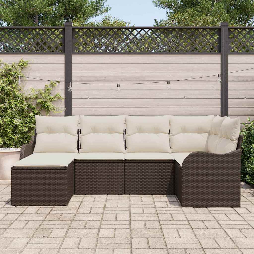 vidaXL Tuinbank Set 6 pcs Zwart poly rattan