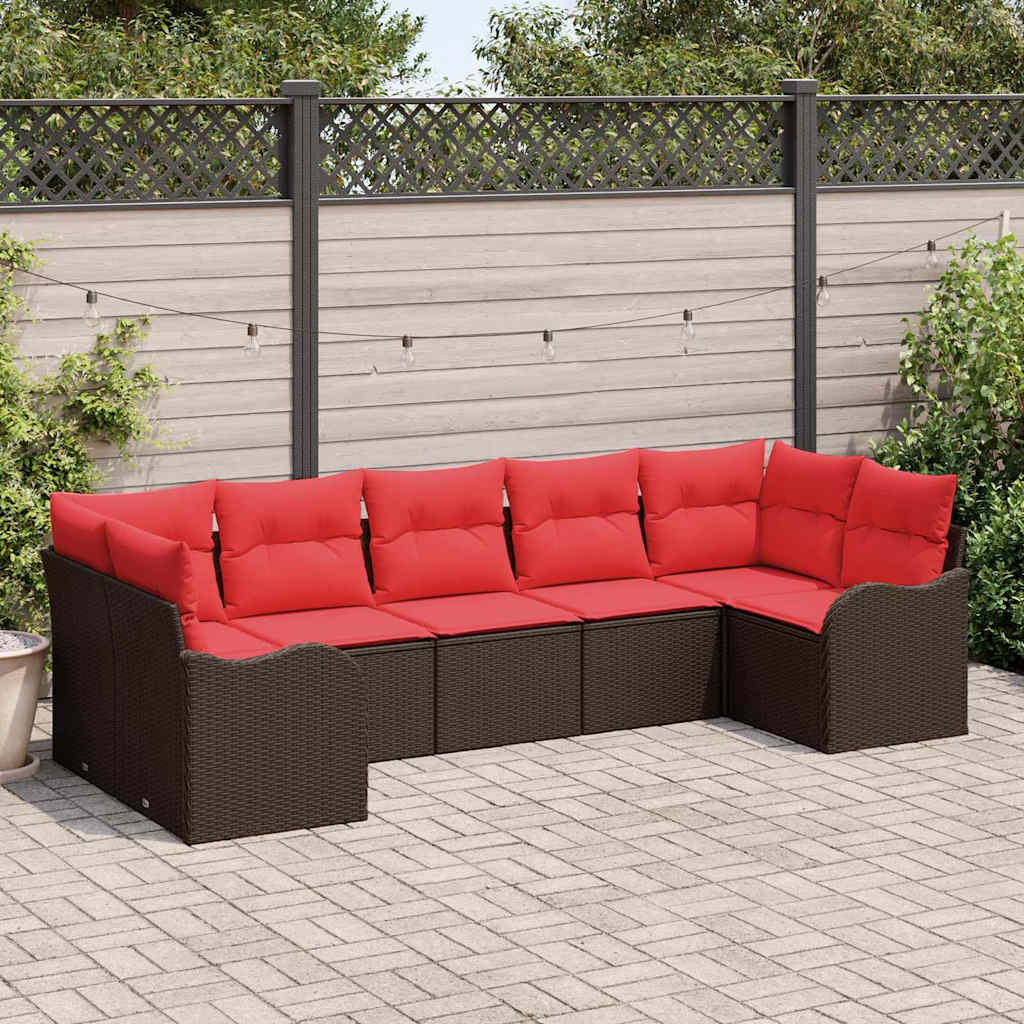 vidaXL Garden Bench Set Brown poly rattan