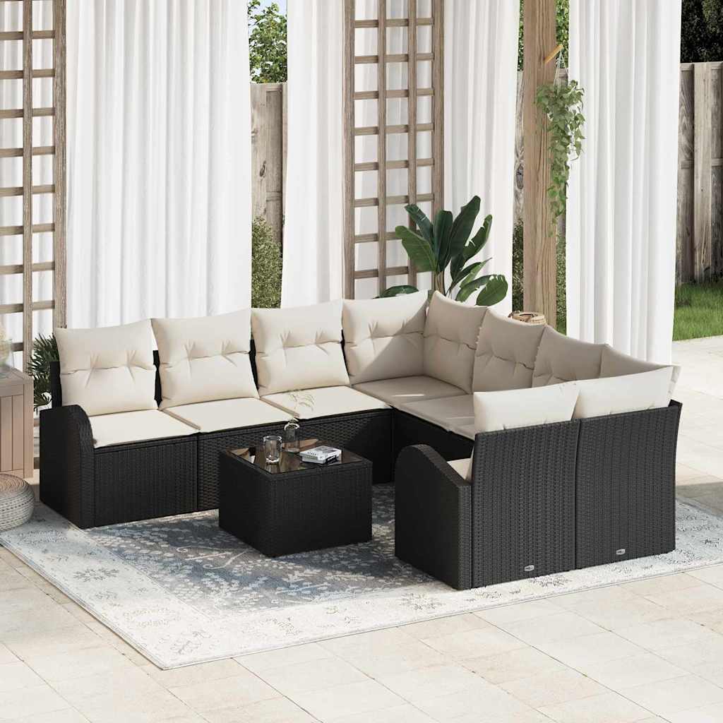 vidaXL Tuinbank Set Zwart 55 x 55 x 37 cm poly rattan