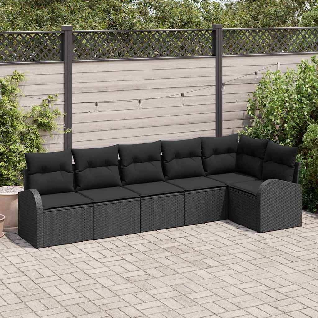 vidaXL Tuinbank Set met kussen Zwart Poly rattan
