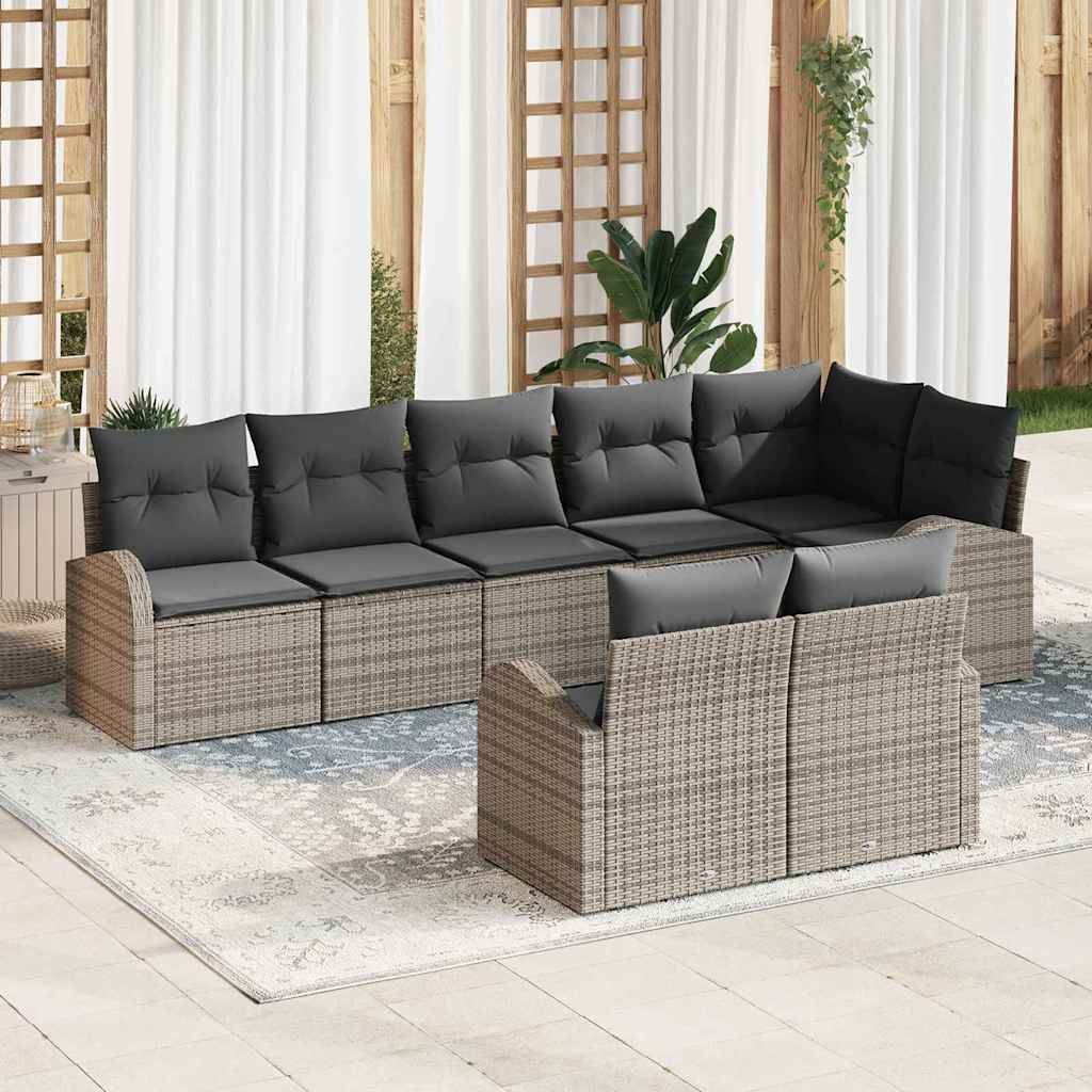 vidaXL Tuinbank Set 8 pcs poly rattan