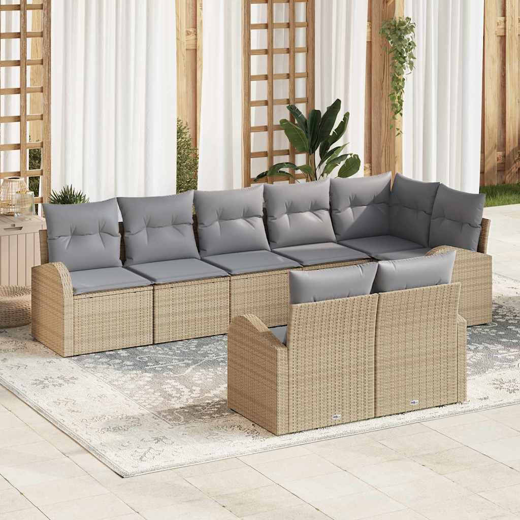 vidaXL Tuinbank Set 8 pcs poly rattan