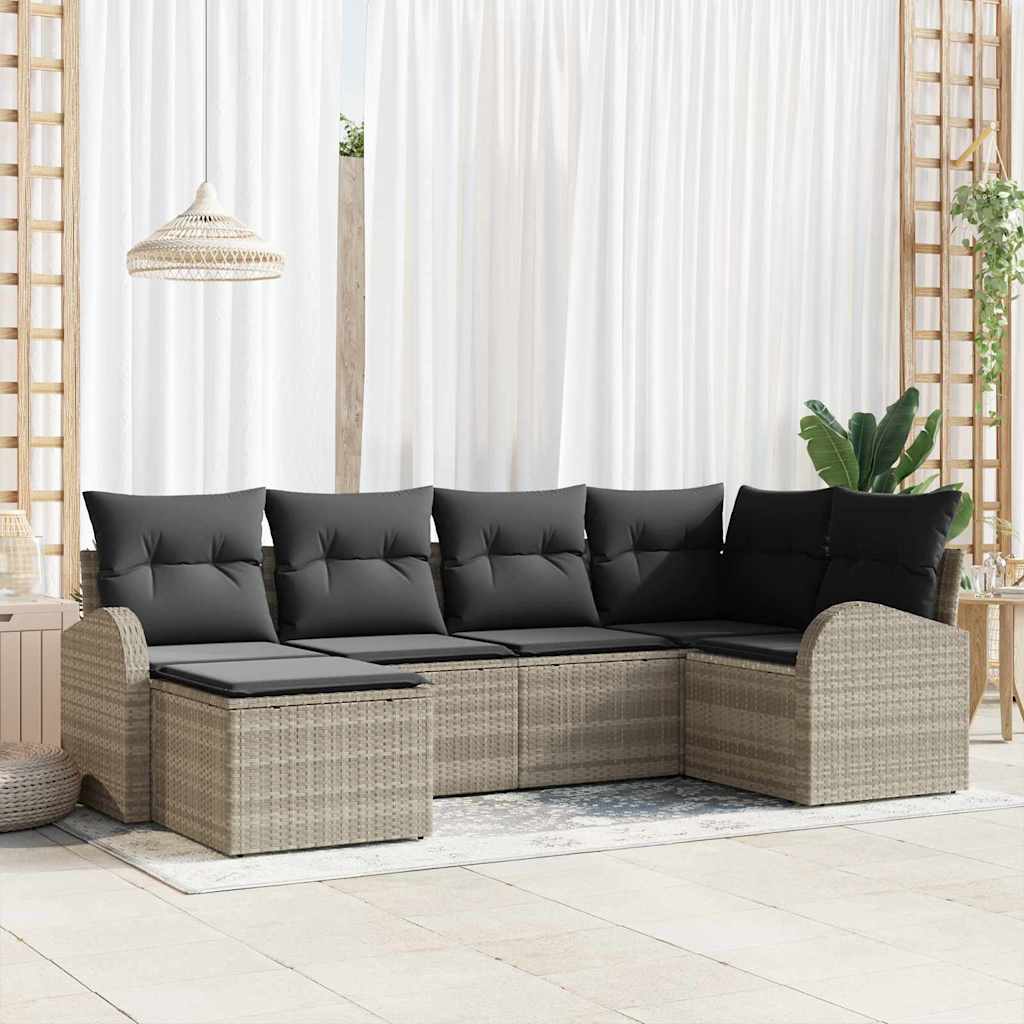 vidaXL Garden Sofa Set 6 pcs Black poly rattan