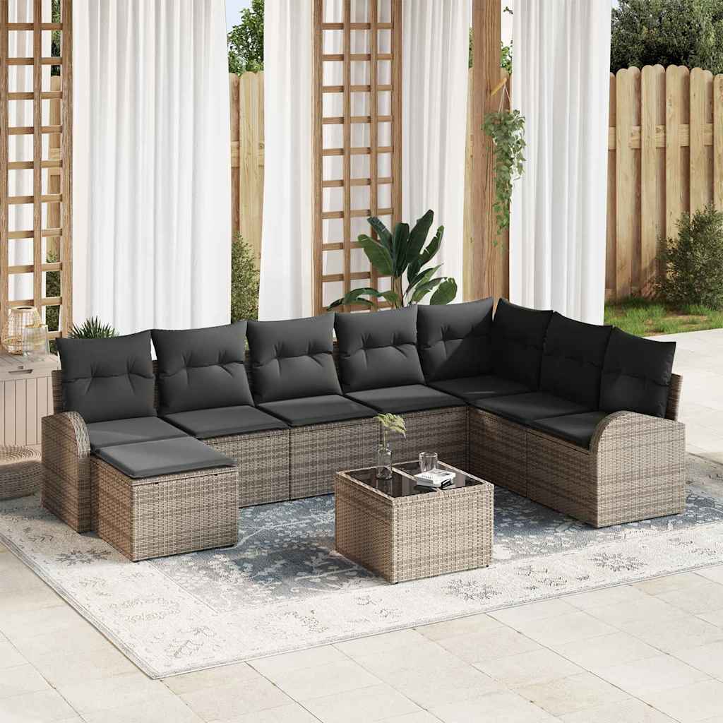 vidaXL Garden Bench Set with Cushion Black Poly Rattan