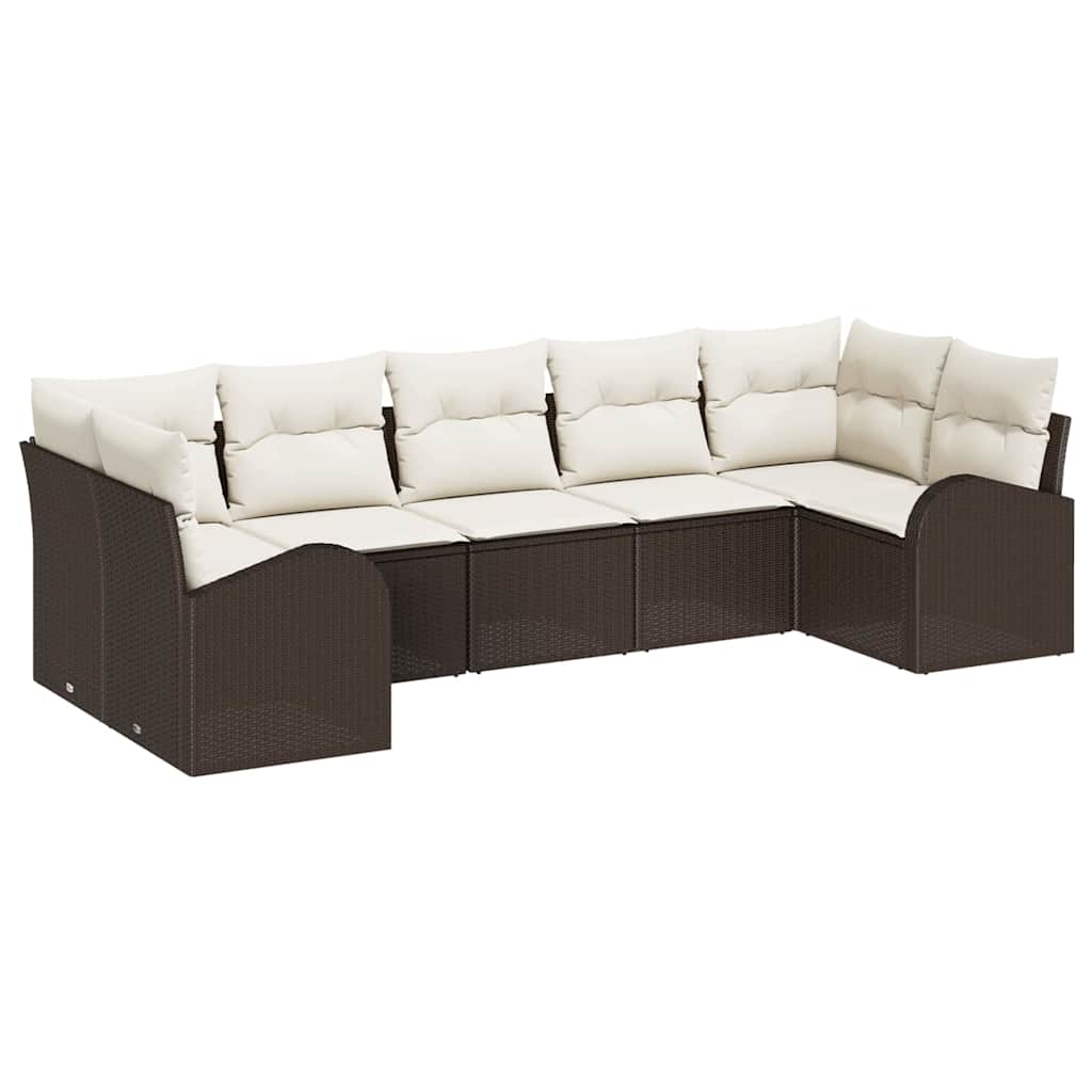 vidaXL Tuinbank Set met kussen 7 pcs Zwart Poly Riet