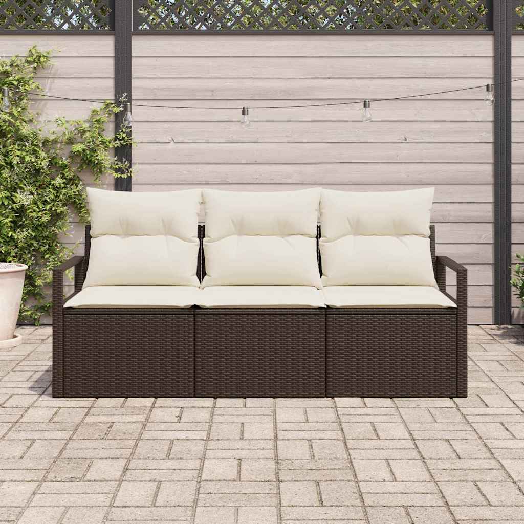 vidaXL Bankstel 3 pcs Zwart poly rattan