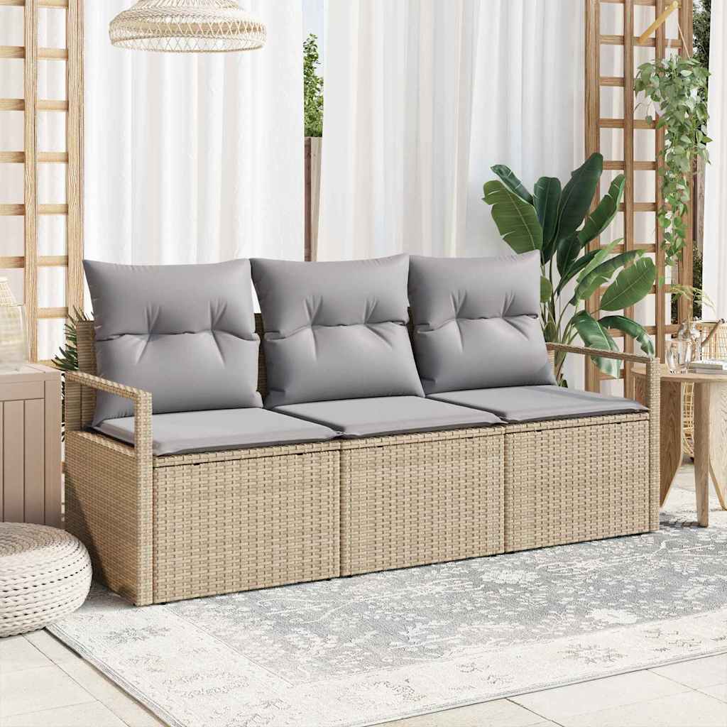 vidaXL Bankstel 3 pcs Zwart poly rattan