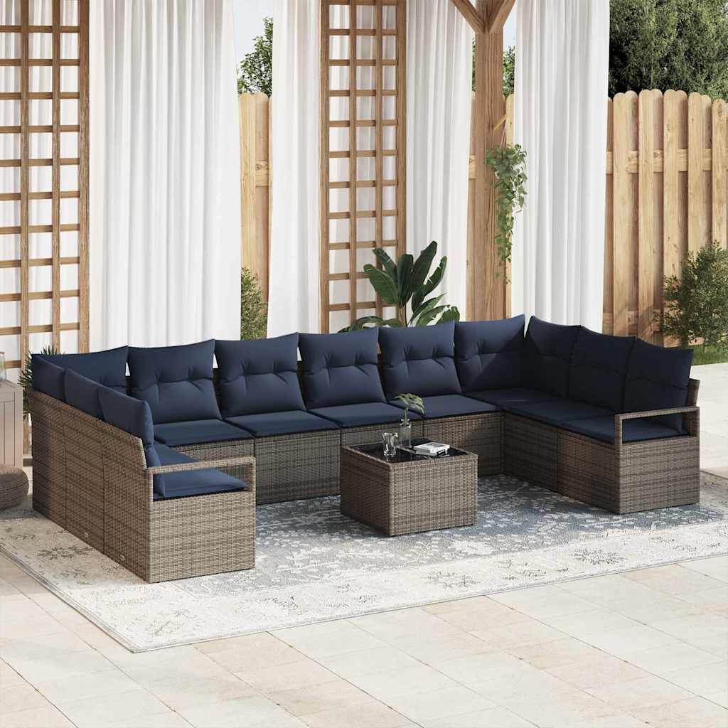 vidaXL Sofa Set with Cushions 10 pcs Brown Poly Rattan