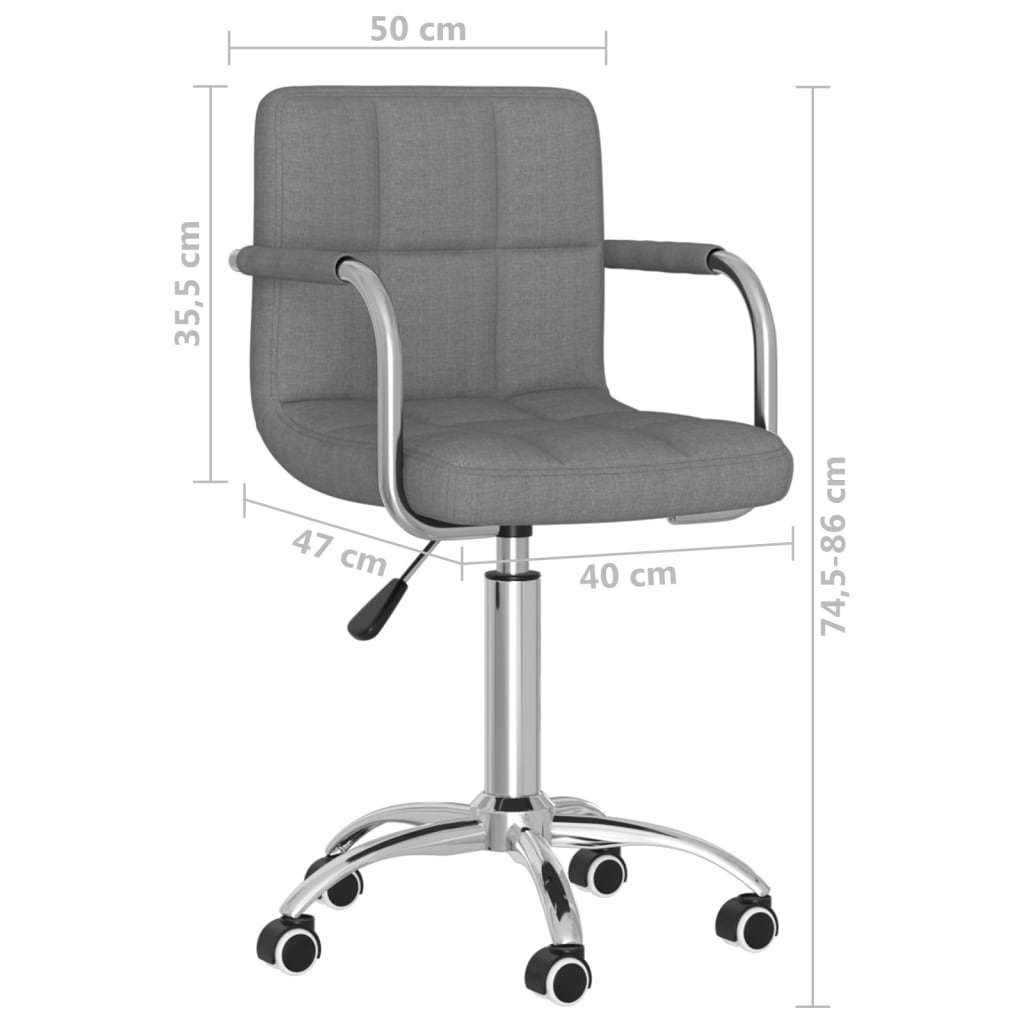 vidaXL Office Swivel Chair Fabric Light Grey