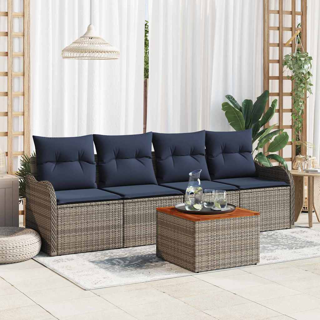 vidaXL Tuinbank Set 5 st Grijs poly rattan