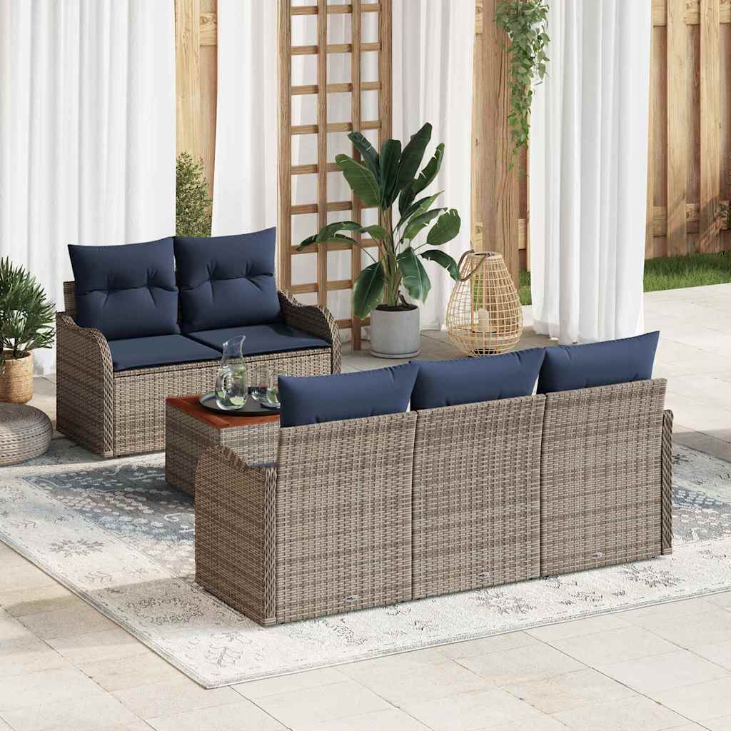 vidaXL Tuinbank Set 6 st Grijs poly rattan