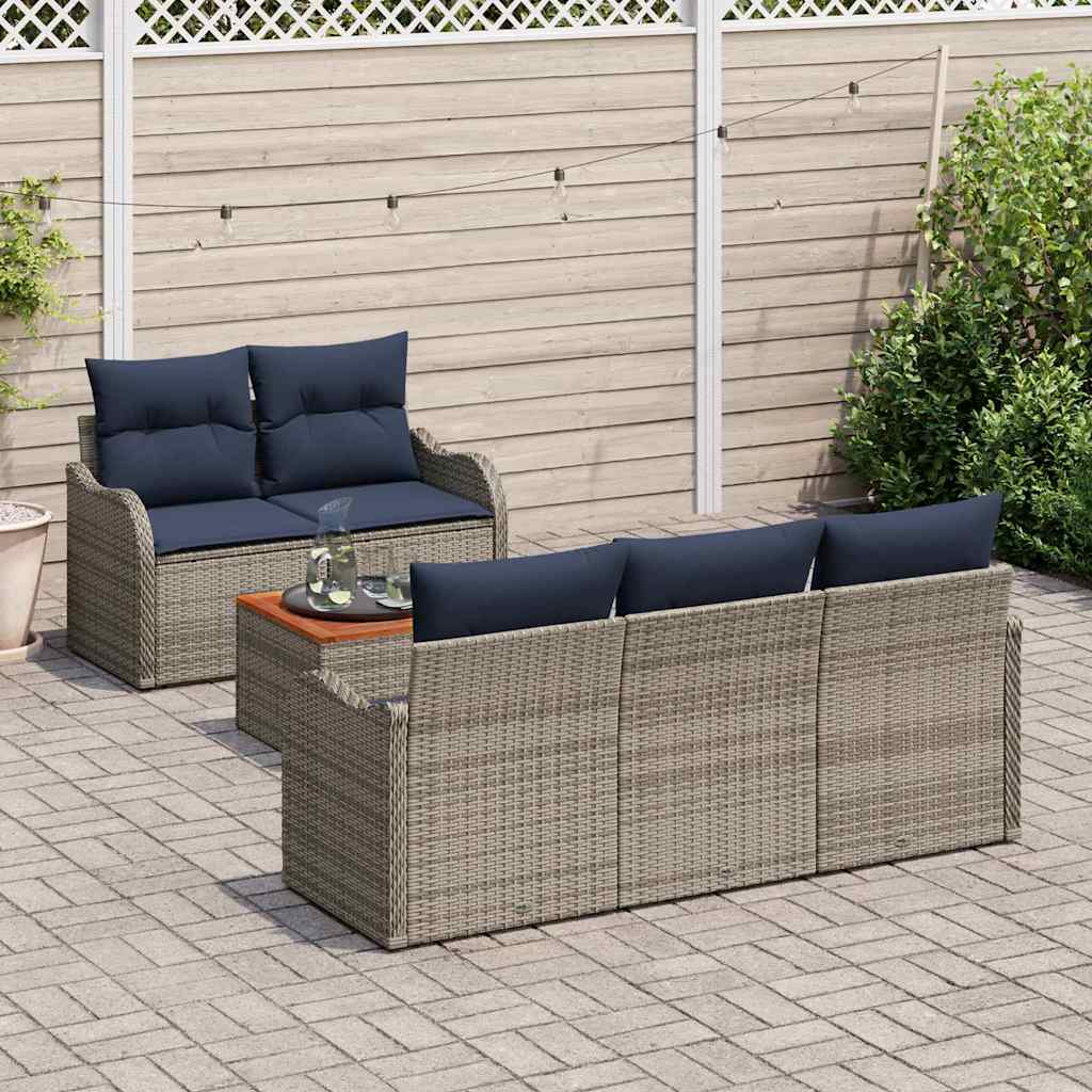 vidaXL Tuinbank Set 6 st Grijs poly rattan