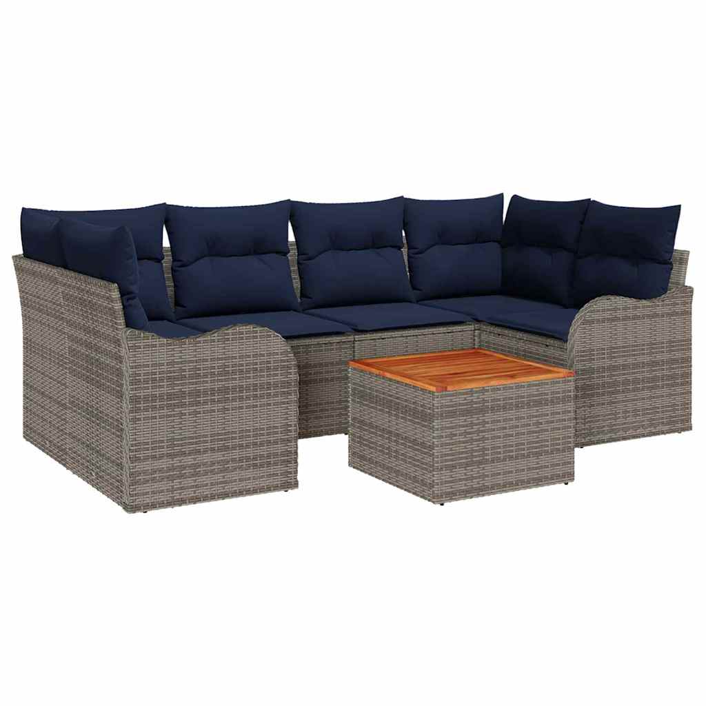 vidaXL Garden Sofa Set 7 pcs Grey poly rattan