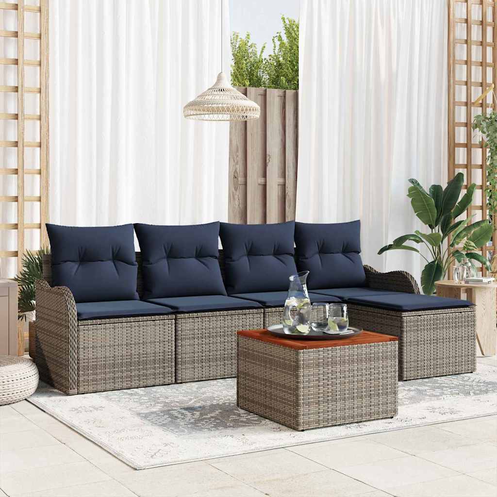 vidaXL Tuinbank Set 6 st Grijs poly rattan