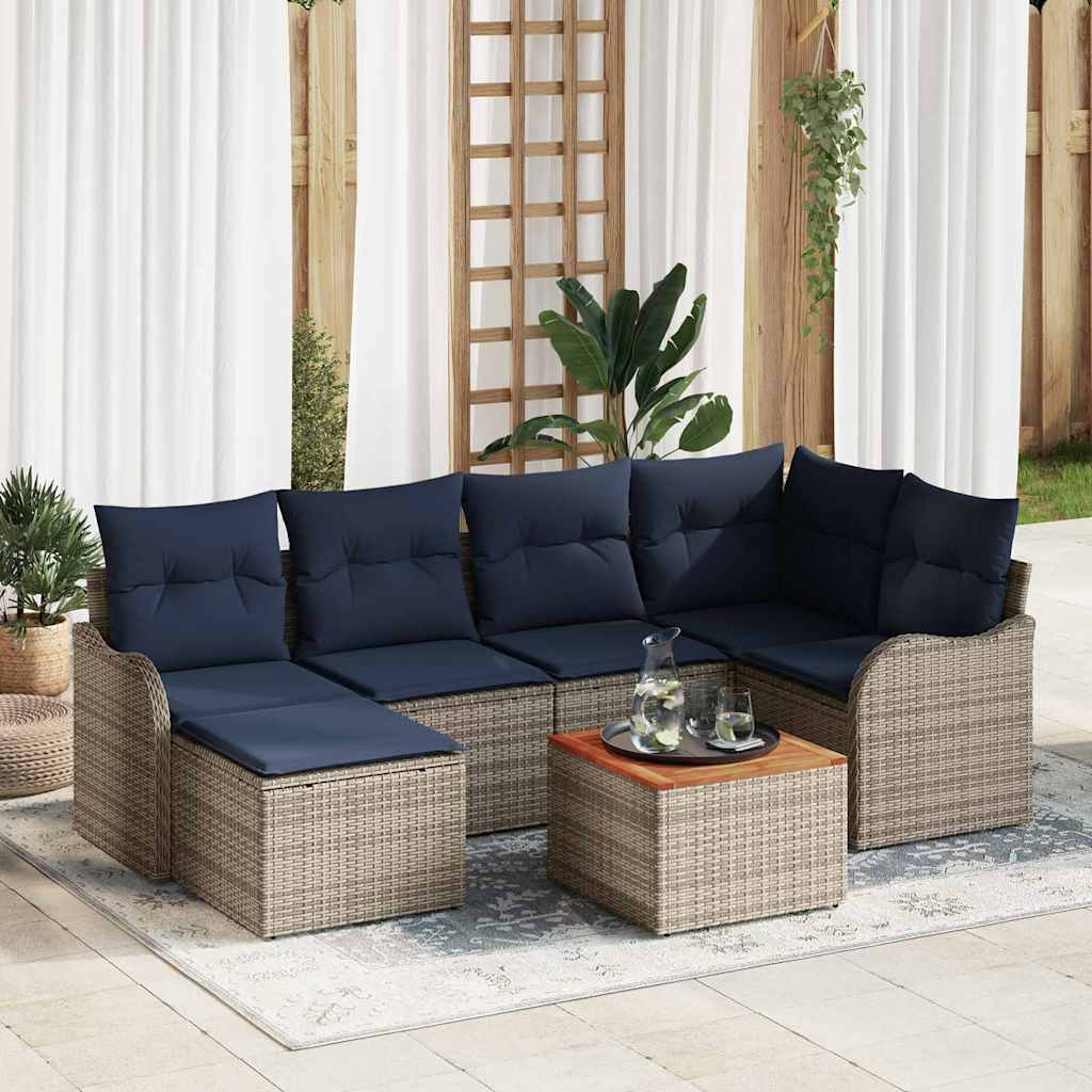 vidaXL Tuinbank Set 7 st Grijs poly rattan