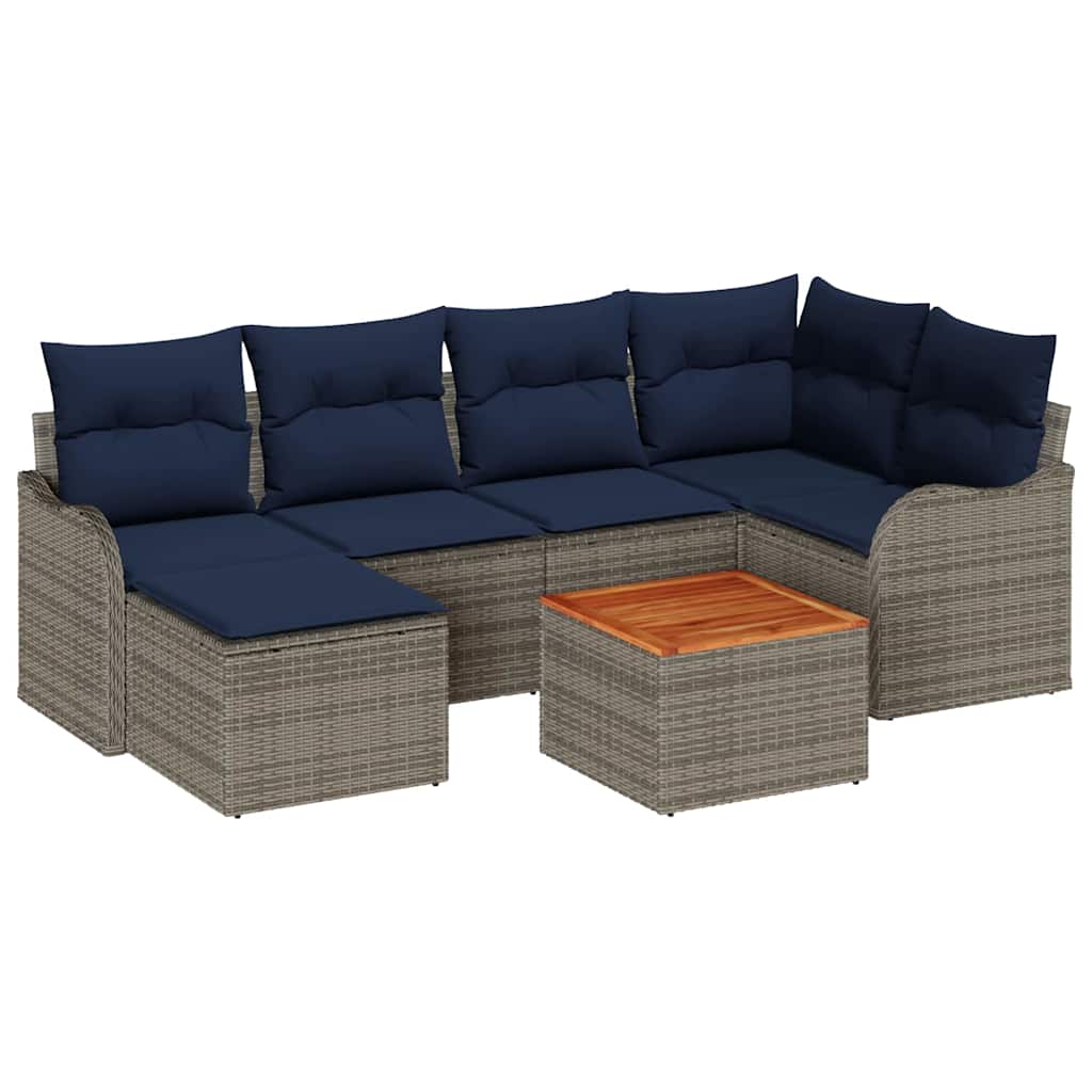 vidaXL Tuinbank Set 7 st Grijs poly rattan