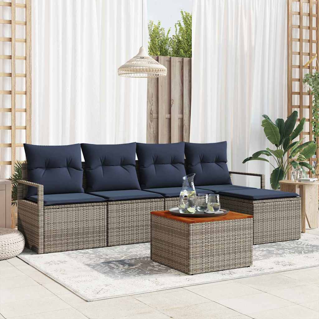 vidaXL Salon de jardin avec coussins 6 pcs Résine tressée Gris
