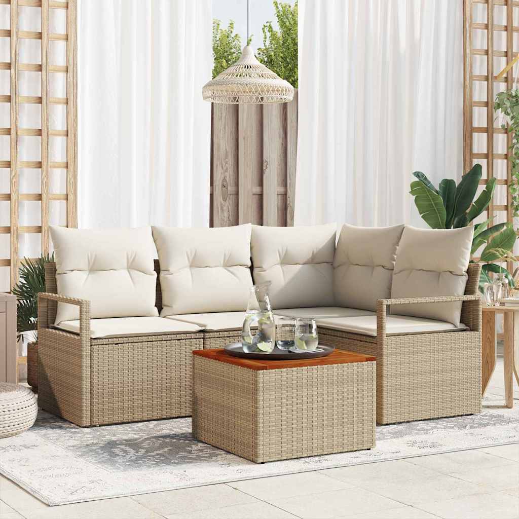 vidaXL Tuinbank Set met kussen 5 pcs Zwart poly rattan