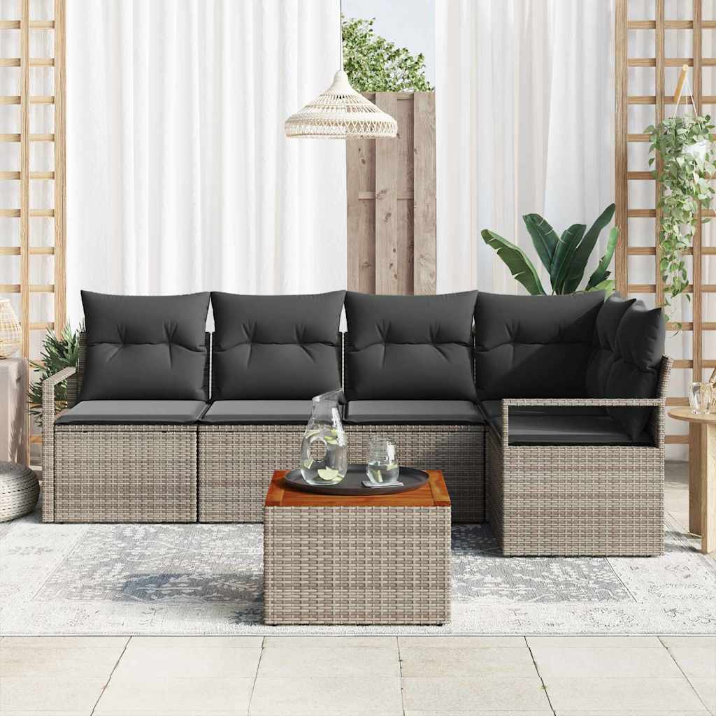 vidaXL Tuinbank Set met kussen 6 pcs Zwart poly rattan