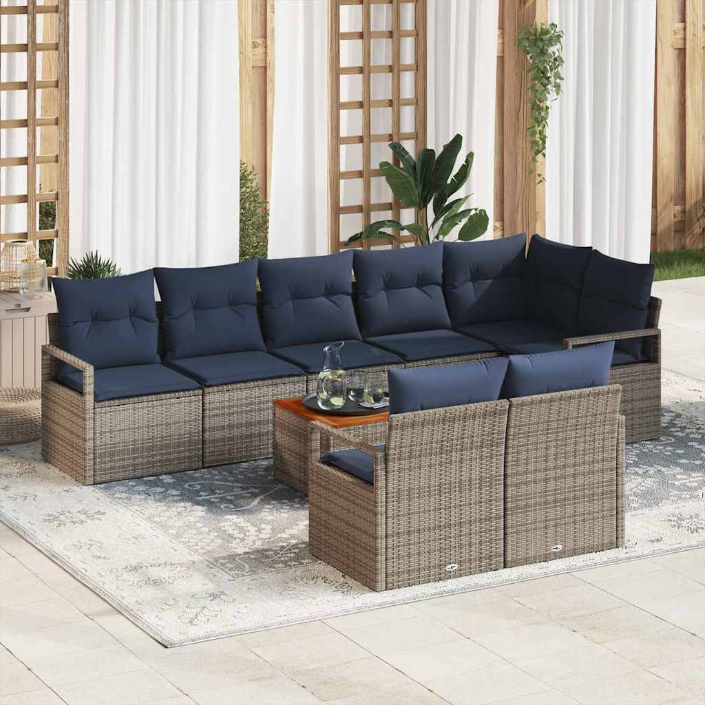 vidaXL Salon de jardin avec coussins 9 pcs Résine tressée Gris