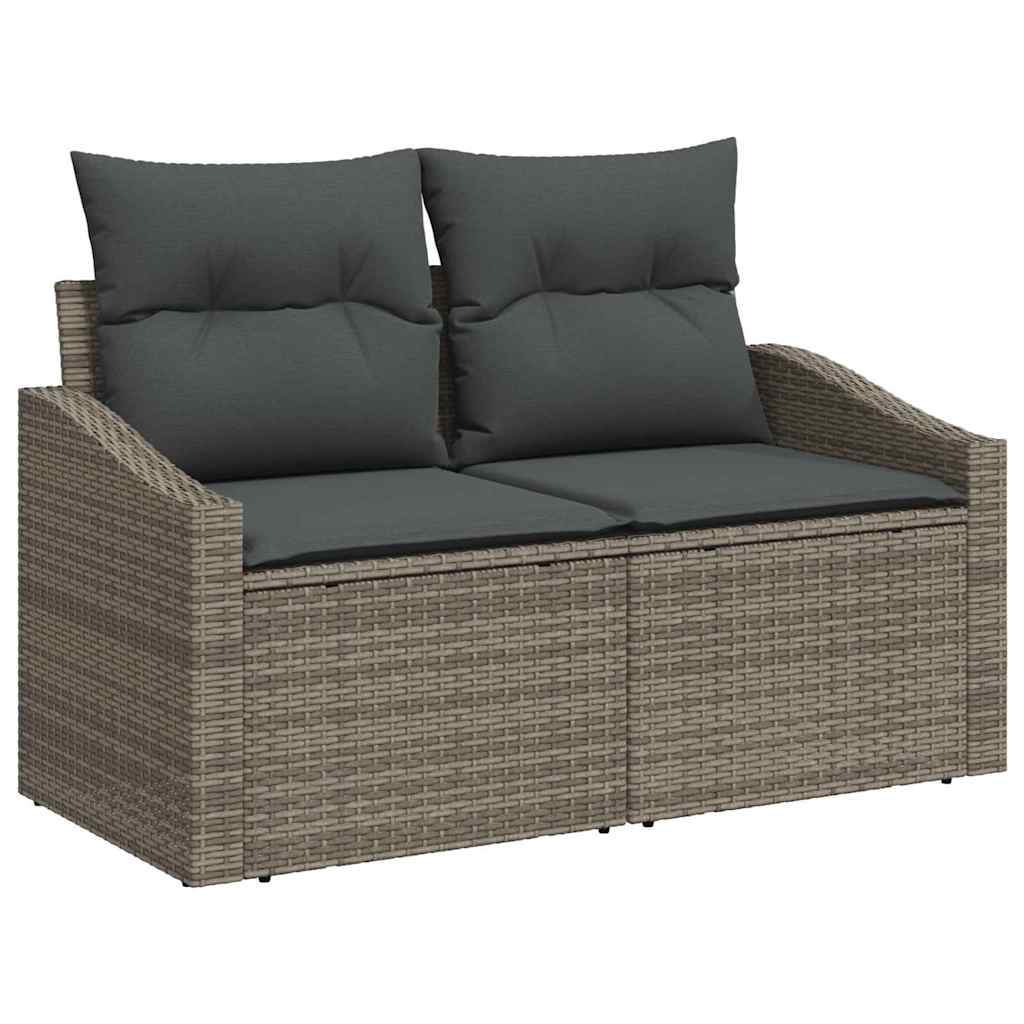 vidaXL Tuinbank Set met kussen 8 pcs Zwart poly rattan