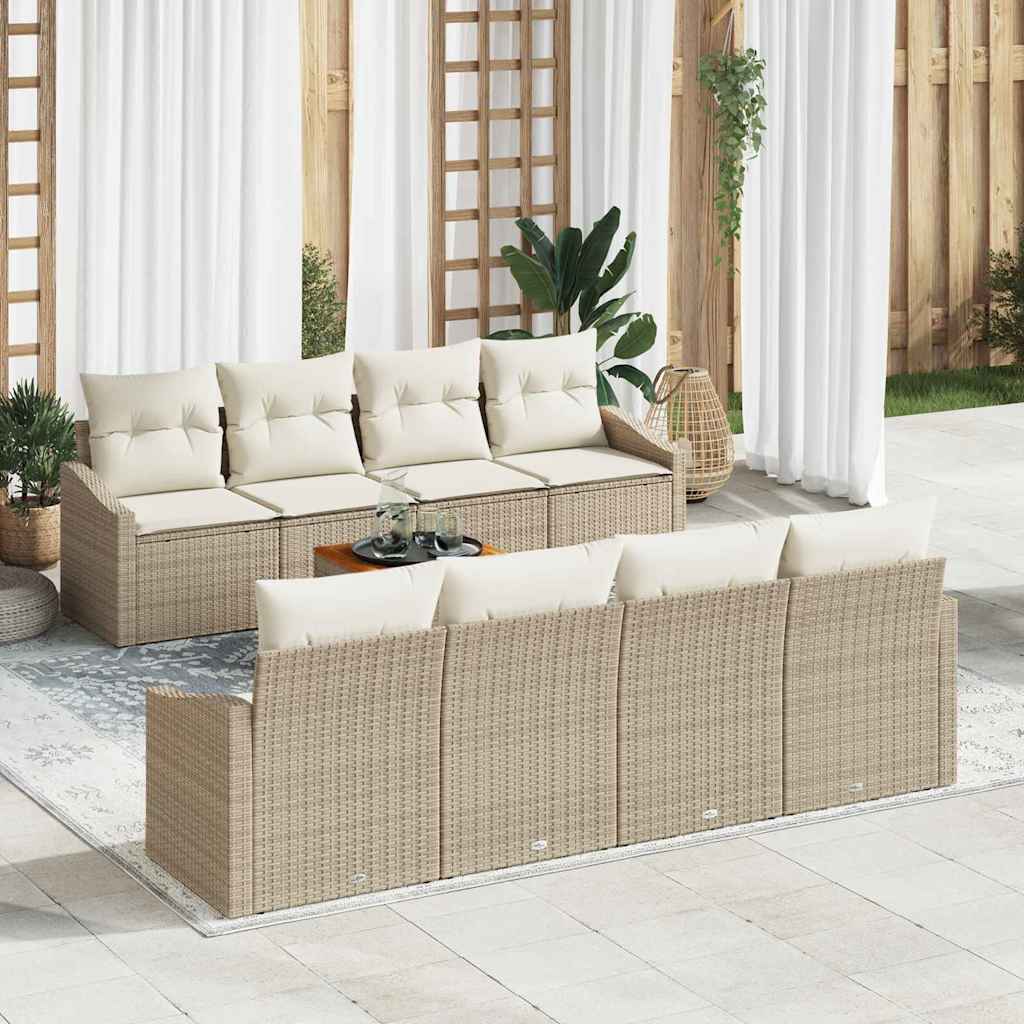 vidaXL Garden Sofa Set with cushions 9 pcs Black poly rattan