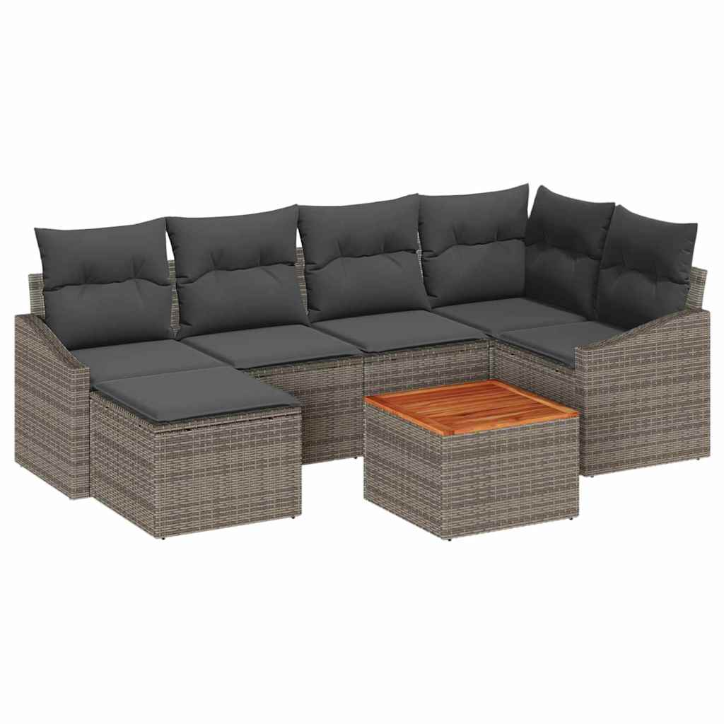 vidaXL Garden Sofa Set with cushions 7 pcs Black poly rattan