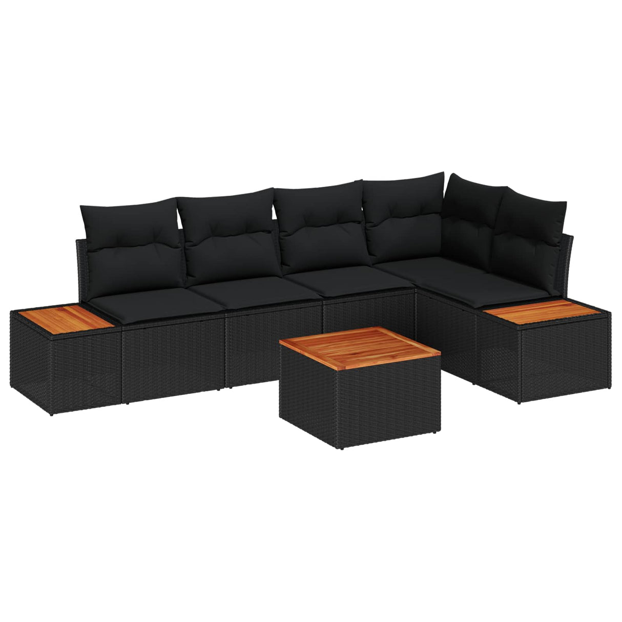 vidaXL Tuinbank Set met kussen 5 pcs Zwart Poly rattan
