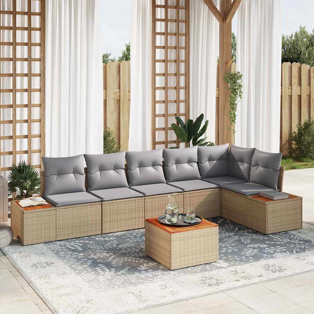 vidaXL Tuinbank Set met kussen 6 pcs Zwart Poly rattan