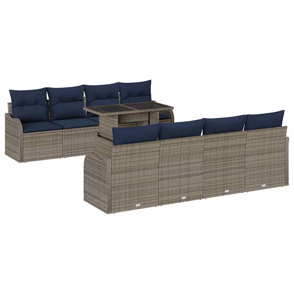 vidaXL Tuinbank Set 7 st Grijs poly rattan
